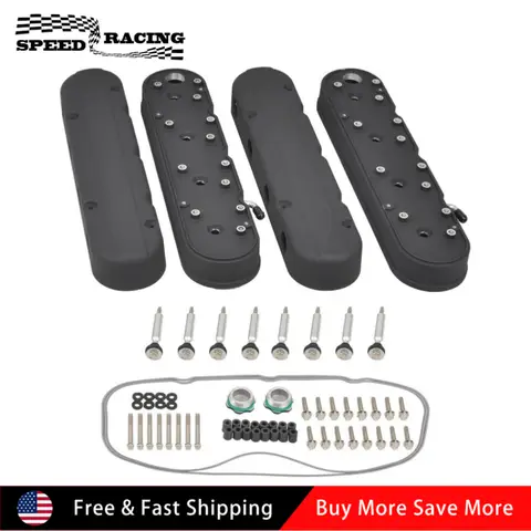 JM8082-3BK Aluminum Valve Covers & Coil Mounts with Covers For Chevrolet Small Block V8 Gen III IV LS1 LS2 LS3 LS6 LS7 Engines