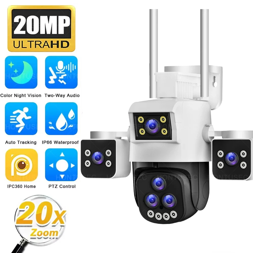 

IPC360 HOME 10K 20MP WiFi PTZ Camera 20X Zoom 5 Lens 3 Screens Auto Tracking Color Night Vision Outdoor Surveillance Cameras