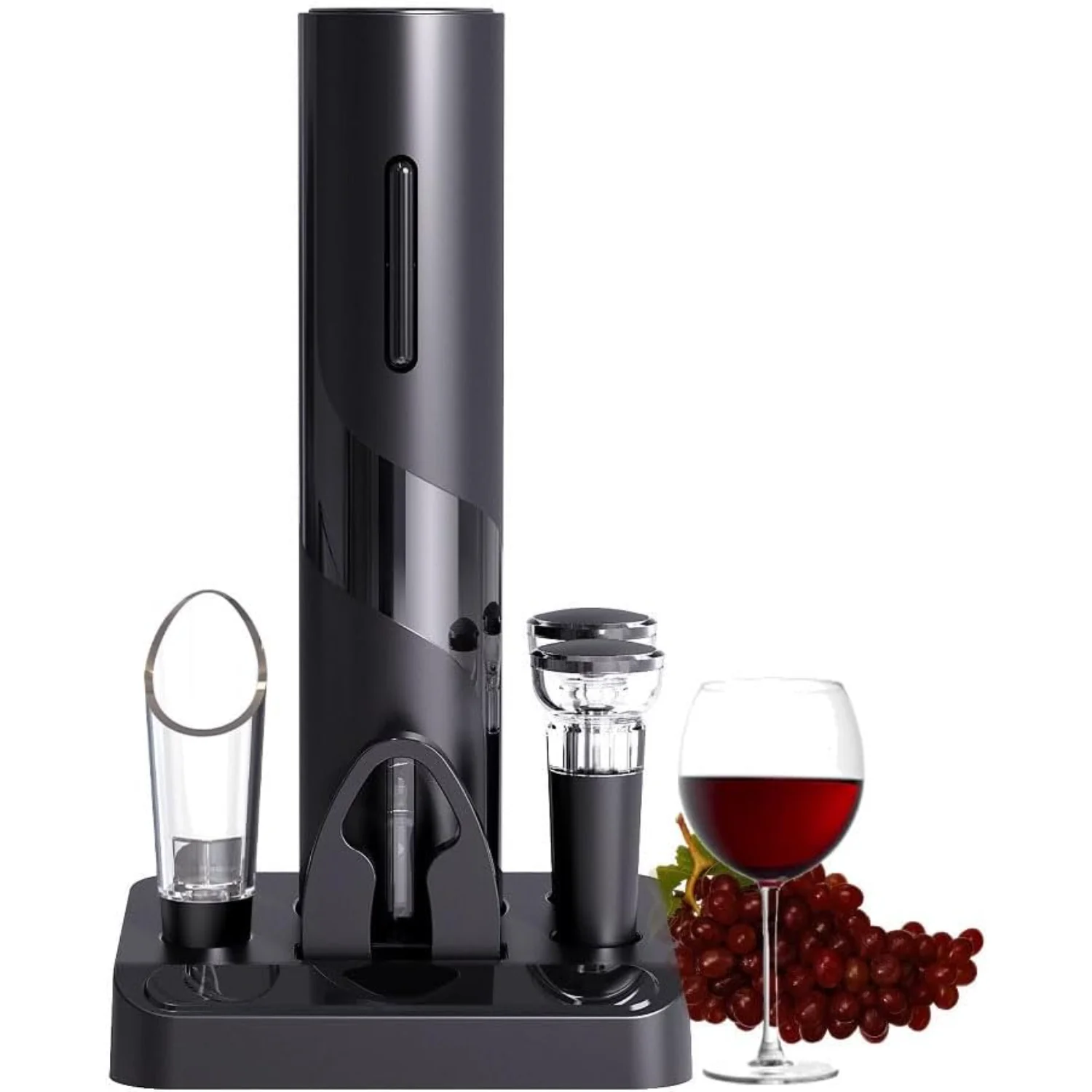 Wine Opener Set, Battery Operated Wine Bottle Corkscrew Opener with Foil , Wine Aerator Pourer, Vacuum Stoppers, Reusable Wine B