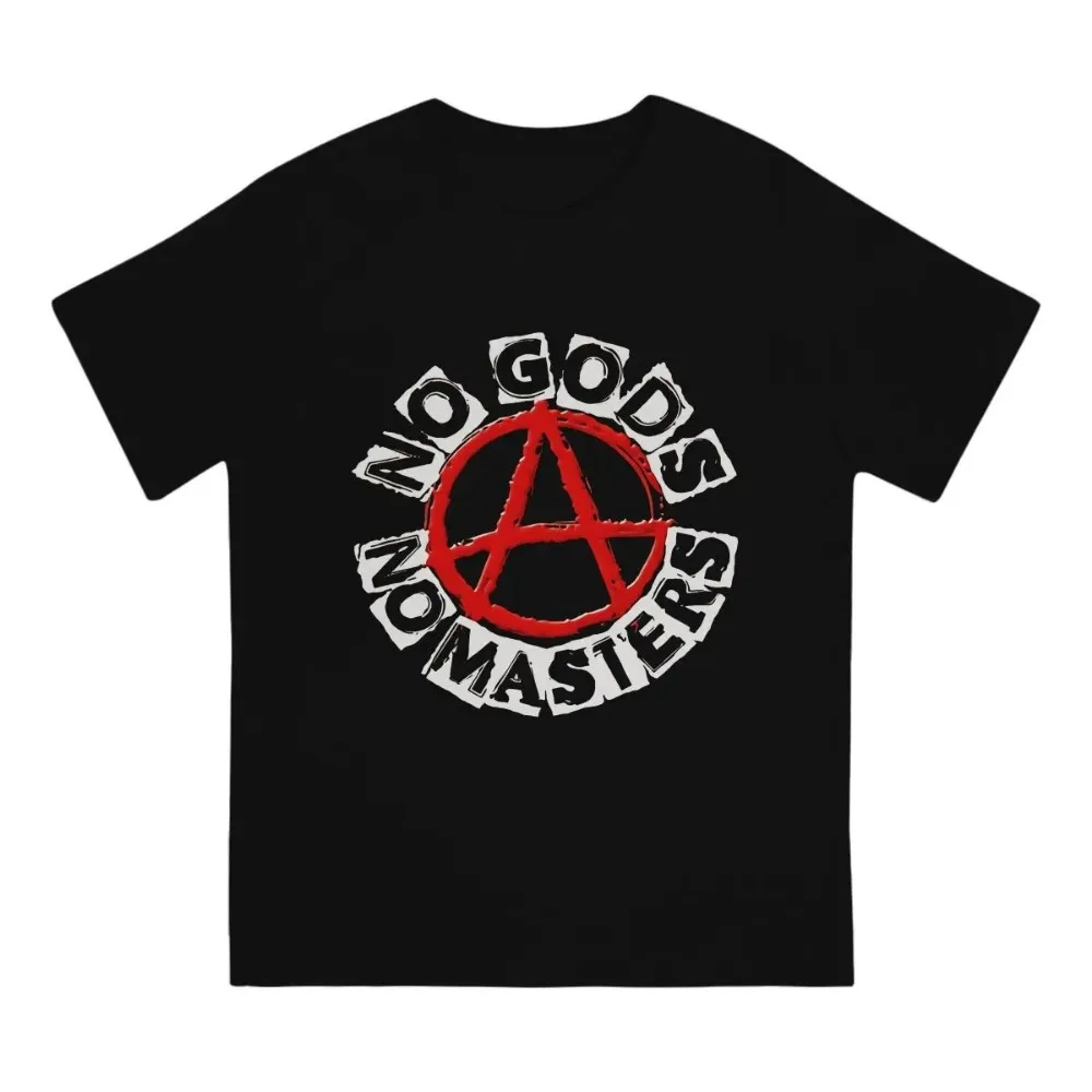 Anarchy Anarchist Symbols NO GODS NO MASTERS Tshirt Graphic Men Tops Vintage Grunge Summer Polyester Clothes Harajuku T Shirt