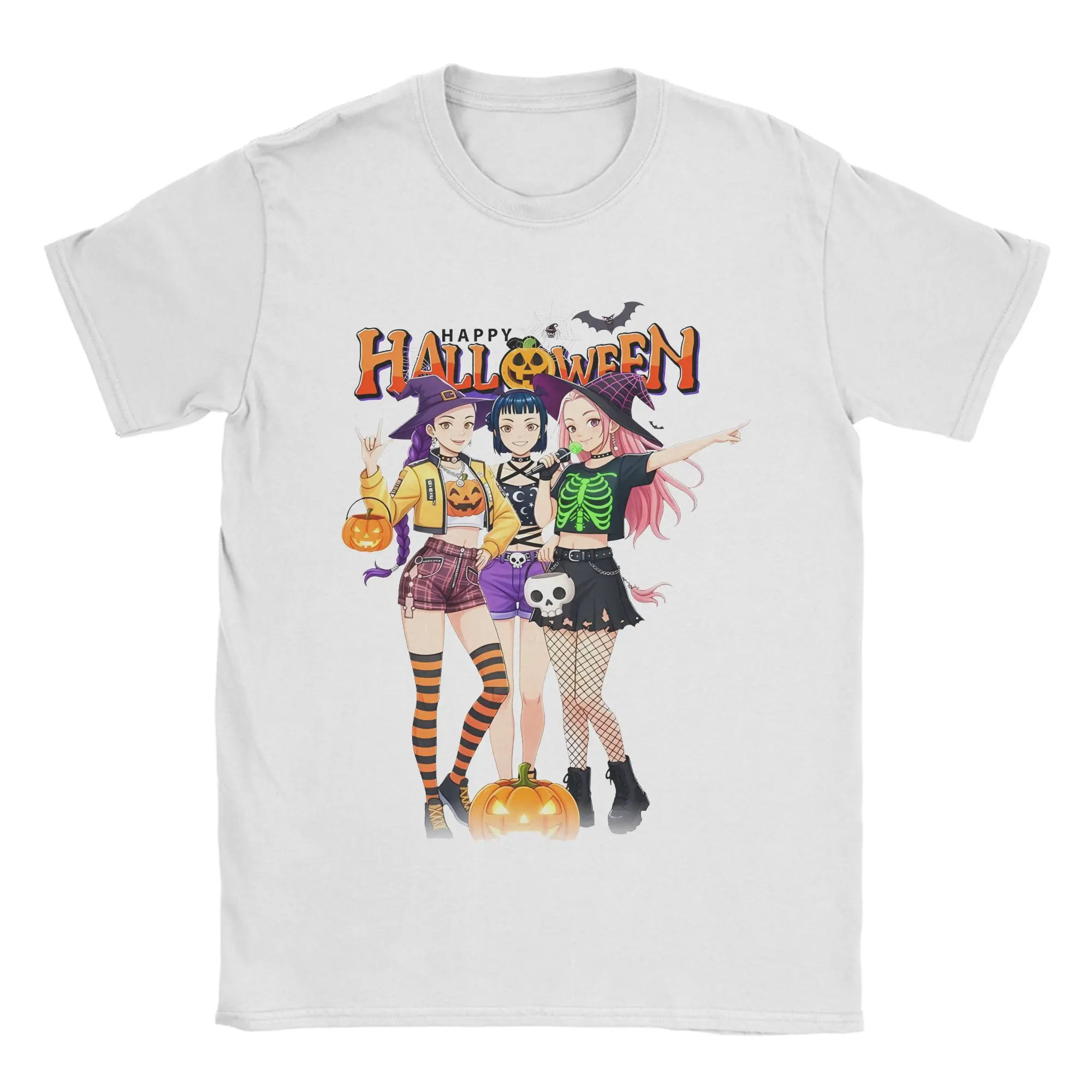 

Huntrix Girls Happy Halloween Kpop Demon Hunters хлопковая футболка для мужчин летние повседневные футболки Y2K дышащая новинка футболка