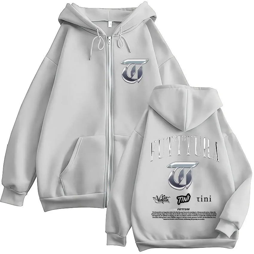 ألبوم جولة Fectura TINI STOESSEL 2025 جديد قلنسوة بسحاب موضة Harajuku زمم بلوزات Y2K سترة صوف عالية الجودة هوديي #6