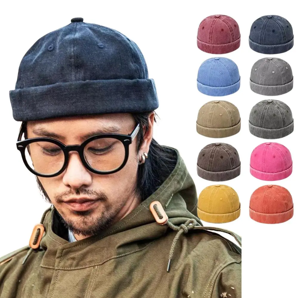 

Винтажная хлопковая мужская регулируемая шляпа владельца, кепка-докер, джинсовая потертая шапка в стиле хип-хоп, матросская шляпа без полей, уличная одежда, купольная шляпа