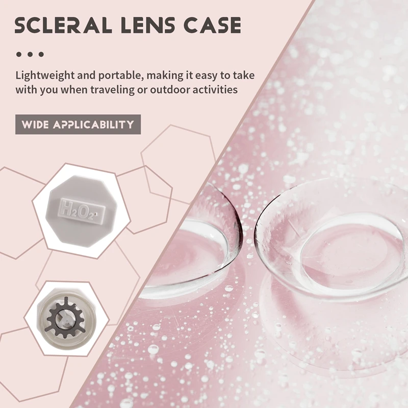 3 Pieces Portable Hydrogen Peroxide Contact Lens Case Cleaner, Eye Scleral Contact Lens Stiff Clip Washer Machine