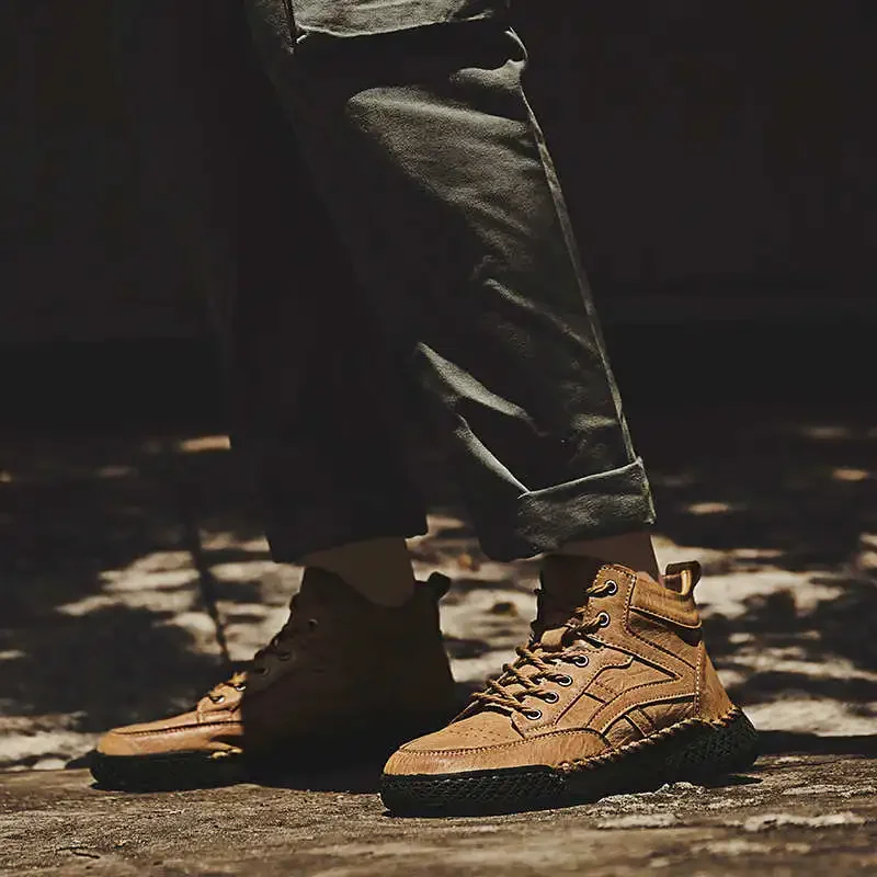 Zapatillas de deporte de cuero Natural con punta redonda, botas deportivas tejidas 43 para hombre, zapatos para correr con peso muerto, mocasines, zapato Raning Tenise