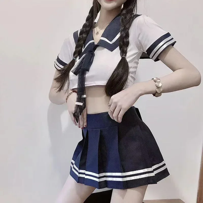 Student School Girl Cosplay Uniform Adult Women Roleplay Sexy Lingerie Costumes Sex Tops Plaid Skirt Tie Erotic Sets Naughty Set