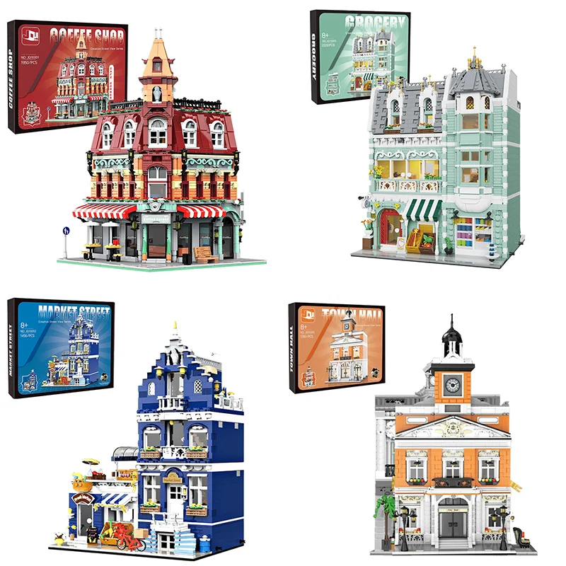 10182 City Street View Scene Model Assemble MINI Bricks European Market Cafe Villa Store House Building Blocks Set Kid Toys Gift