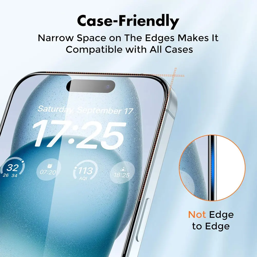 Bordless Schutzglas für iPhone 17 High Clear 9H gehärtetes Glas Displayschutzfolie für iPhone 17Pro, 17Pro MAX, Air – Detail 2