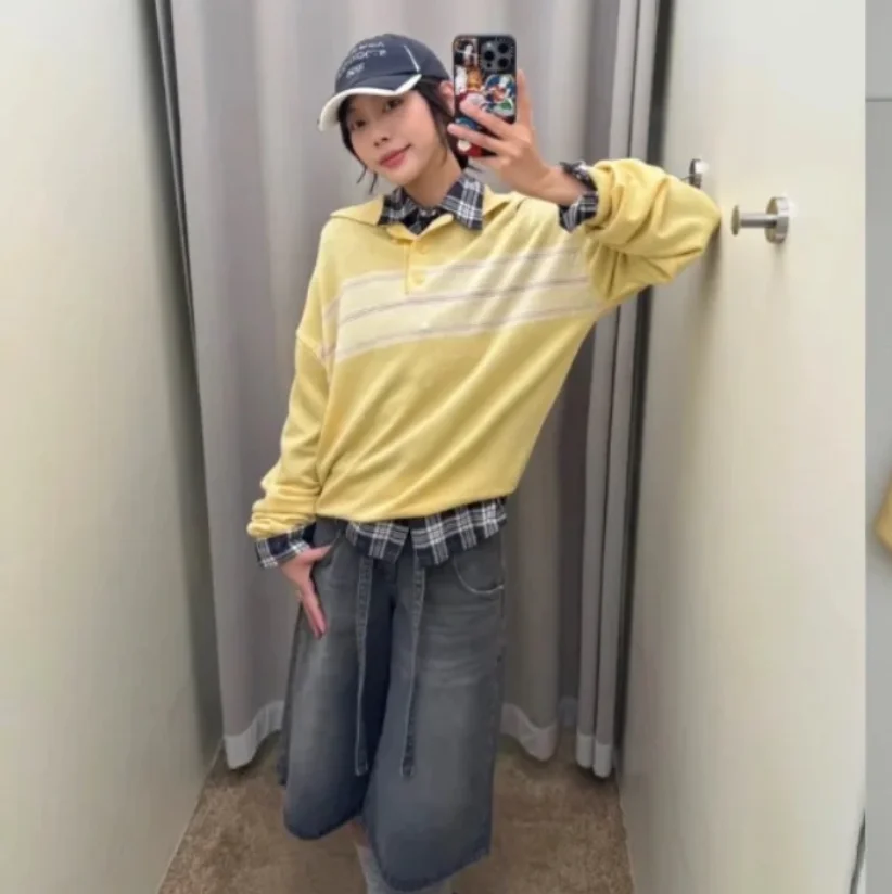 

Весна 2025 г., матовый вязаный свитер в стиле Preppy Sle Ne Long Sve, топ для поездок на работу, женский топ в полоску с узором премиум-класса...