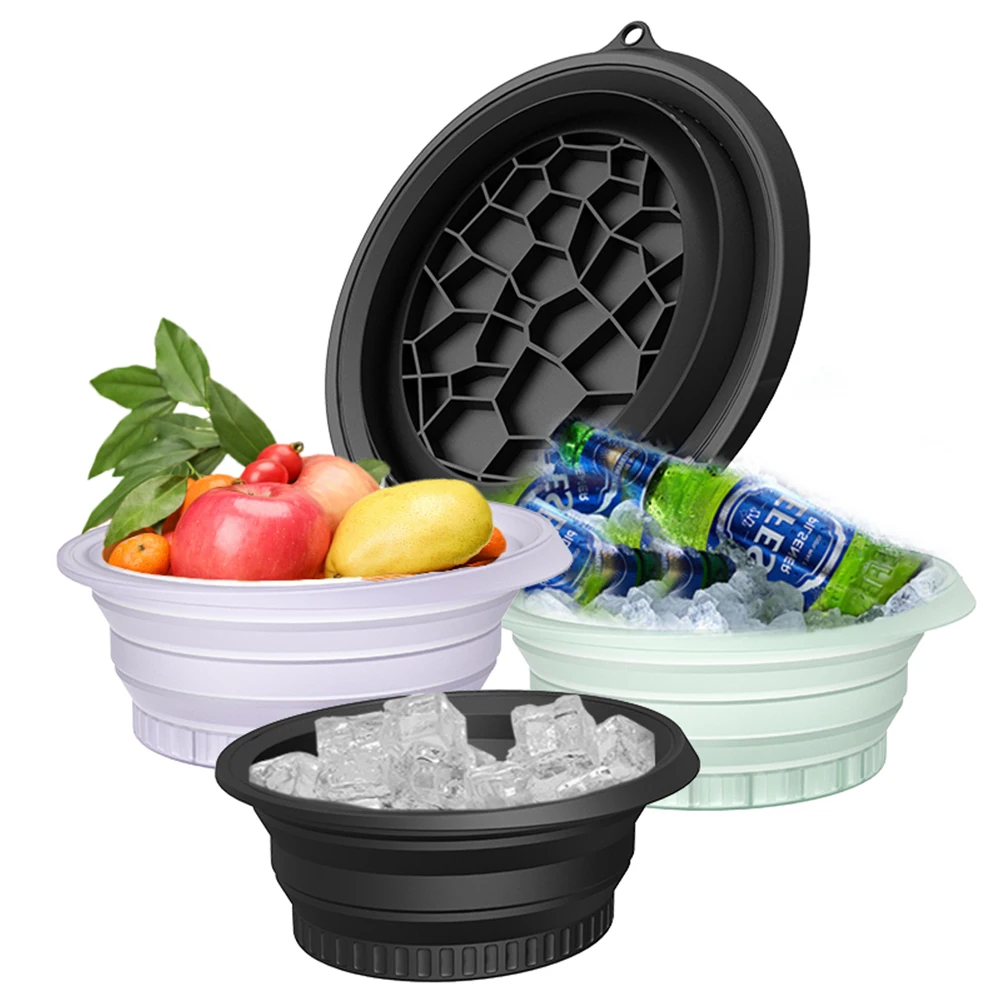Foldable Ice Basin Space Saving Folding Bowl Low/High Temperature Resistant Portable Skincare Basin for Skin Tightening