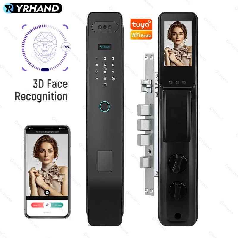 YRHAND V6 fechadura eletronico digital Tuya Wifi 3D Face Recognition Camera Keyless Smart Door Lock for Home