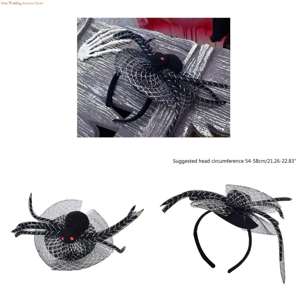 G92D Top Hat&Yarn Spiders Adult Hair Hoop Live Broadcast Halloween Party Headwear