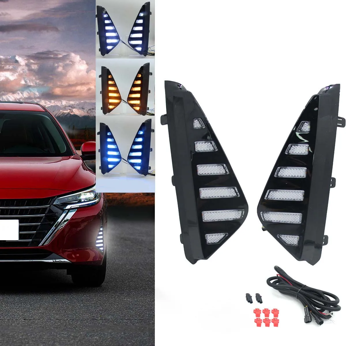 

1 Pair 2X Front Bumper Foglight Fog Light Daytime Running Light Day Light for Nissan Sylphy 2023+