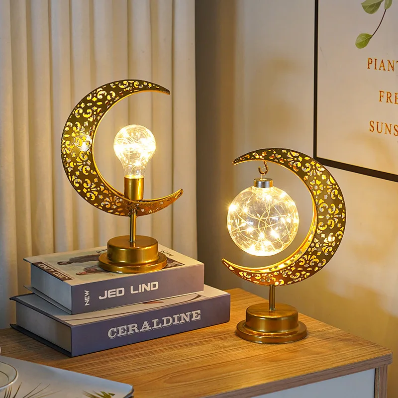 Ferro rattan bola lâmpada simples led lua estrela lâmpada de modelagem ambiente para decorar quarto sala estar