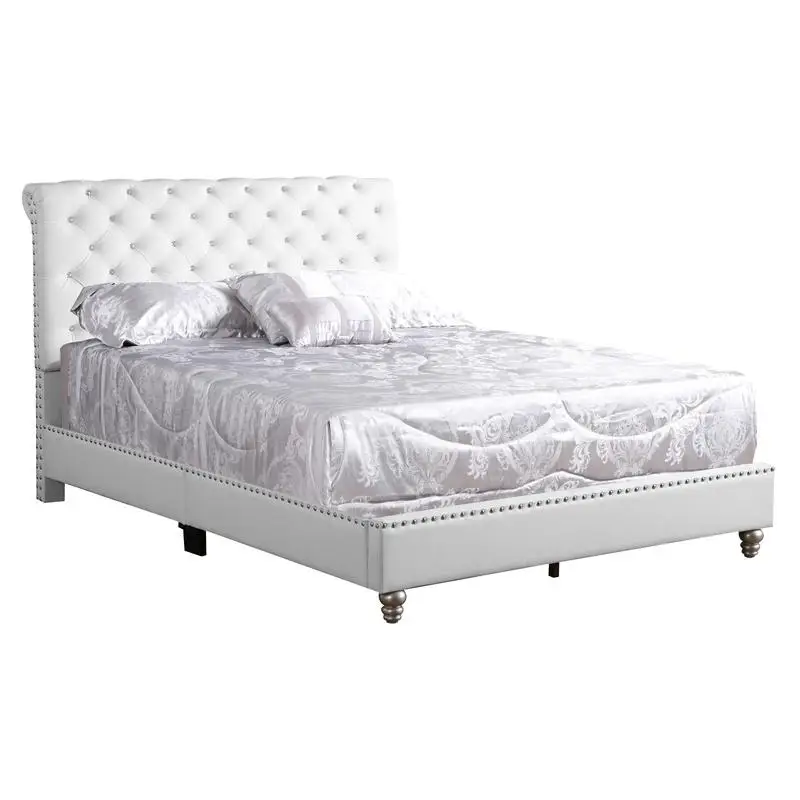 Elegant White Transitional Queen Bed for Comfort and Style