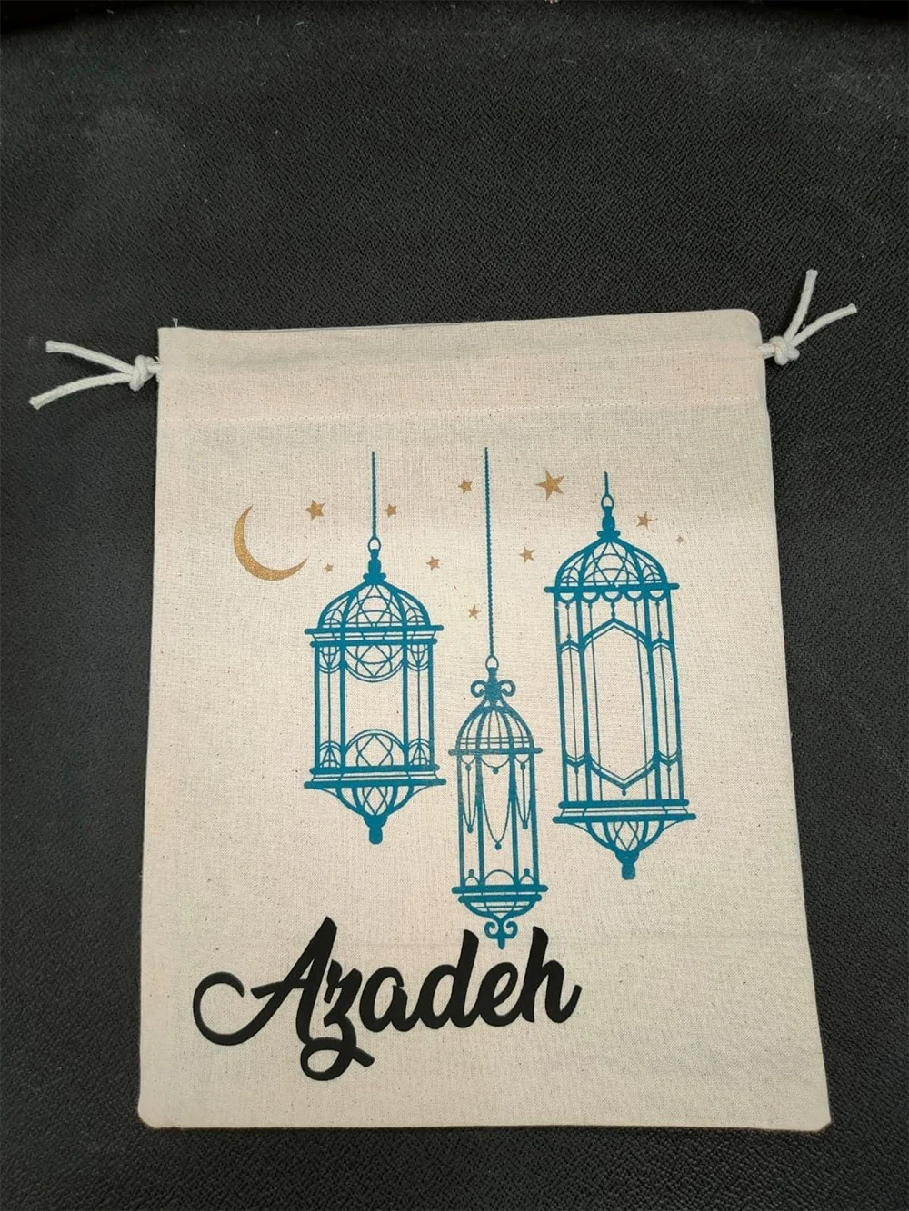 30X40CM Personalized Cotton Eid Gift Bags for Kids Boys Girls Muslim Umrah Ramadan Gift Decoration 2025 Islamic Iftar Favor Bag