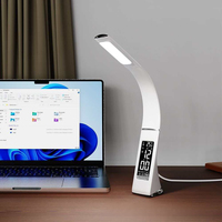 PLUG-IN Light High CRI Eye-Care LED Desk Lamp with Calendar & Clock, Multi-Function Electronic Alarm Clock, 2-in-1 Bedside Lamps