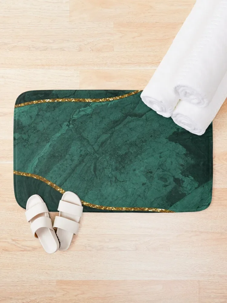 Organic Marbled Pattern Emerald Green Bath Mat Quick-Drying Bathroom Rugs Living Room Toilet Carpet Mat