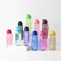 650ML Large Capacity Sport Water Bottle Transparent Multi-color Portable Water Bottle Outdoor Travel Plastic Water Cup