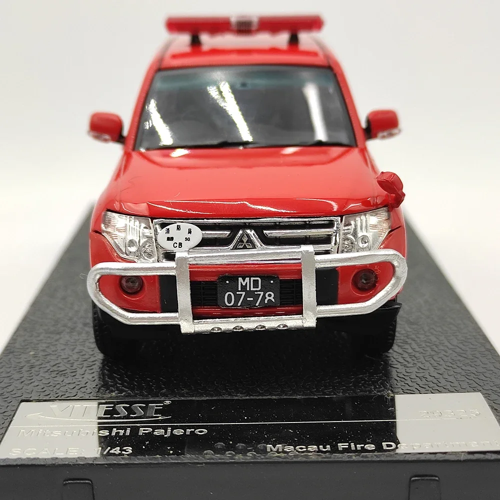 다이캐스트 비테스 합금 자동차 모형, 미쓰비시 파제로 마카오 소방 명령 차량, 수집용 장난감 선물, 기념품 전시, 1:43 체중계