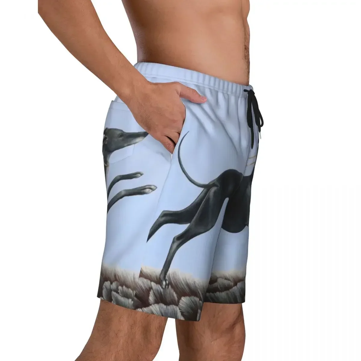 Greyhound Jumping Men Swim Trunks Swimwear Quick Dry Beach Board Shorts Whippet Sihthound Dog Swimming Boardshorts