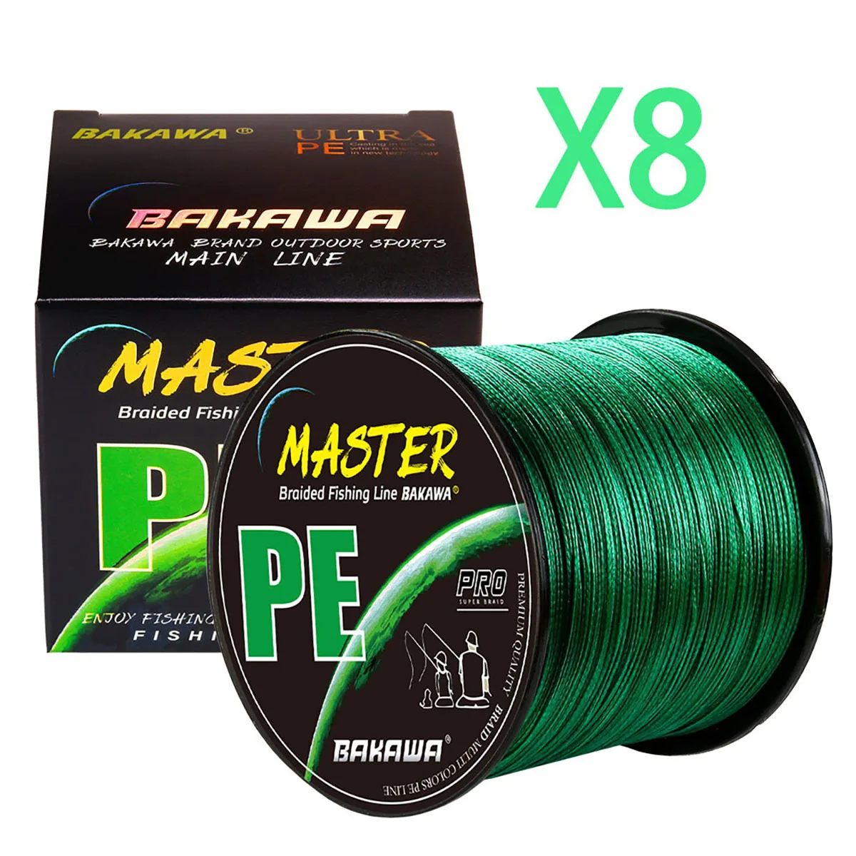 BAKAWA X8 300M 500M 1000M 22-90LB PE Braided Japan Multifilamento Fishing Line Applicable Freshwater saltwaterfly seawater