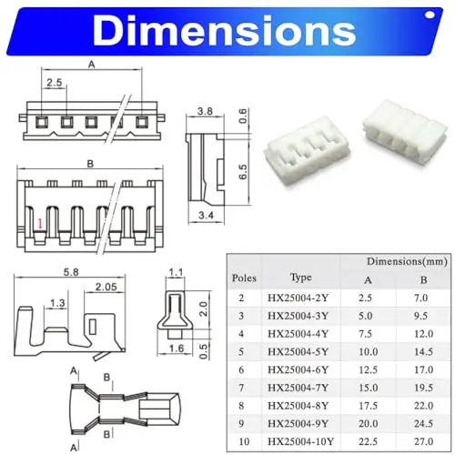 Imagem -04 - Conectores Fêmeas e Cabos 22awg Jst-eh Kit de Conector de 254 mm Eh254 10pin Habitação Yo-eh2.54