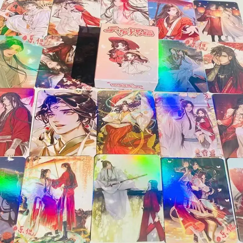 50Pcs Heaven Official's Blessing Laser Card Howard Wang James Cheek Tian Guan Ci Fu Xie Lian Hua Cheng LOMO Anime Cards Gift