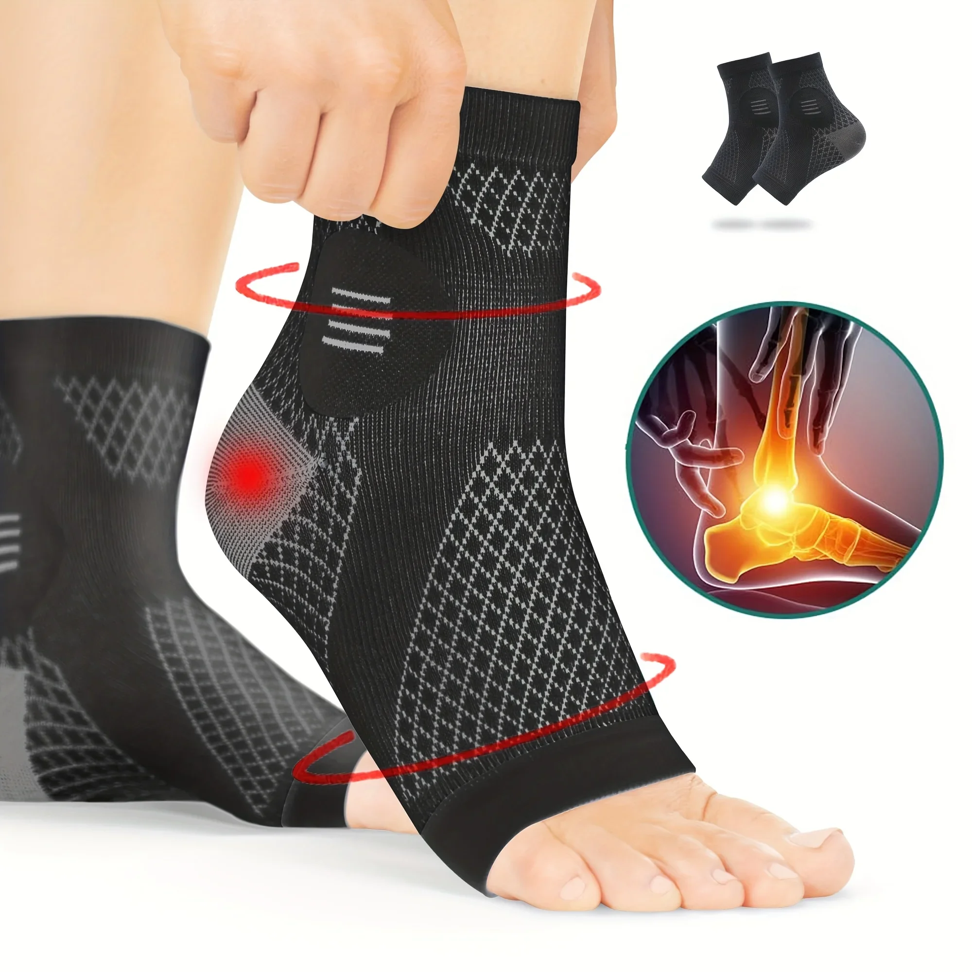 1 Paar Knöchel-Fuß-Kompressionssocken mit offener Spitze, elastisch, atmungsaktiv, Schutzsocken für Sport, Laufen, Fitness, Fußschutz