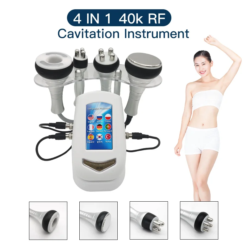 40KHZ 4IN1 ดูดสูญญากาศ Cavitation Ultrasonic Face Lifting เครื่องนวดหน้ากําจัดริ้วรอย RF Slimming Body อุปกรณ์ความงาม