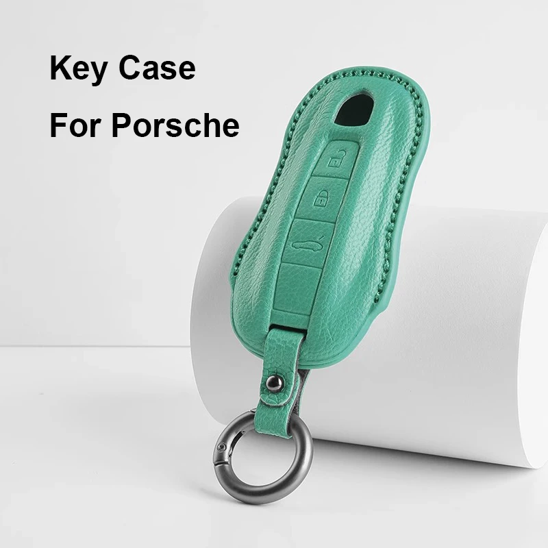 

For Porsche Cayenne Panamera Macan 718 Cayman Boxster 911 Taycan High-quality Sheepskin Car Key Case Cover Keychain Accessories