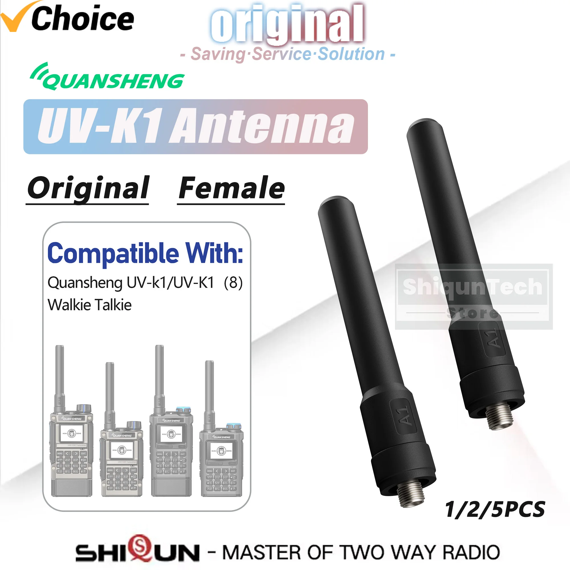 

Антенна для рации Quansheng UV-K1, оригинальная антенна для радиостанции UV-K1(8), антенна SMA-Female, двухдиапазонная UHF/VHF, для BF-UV-5R Mini UV5R