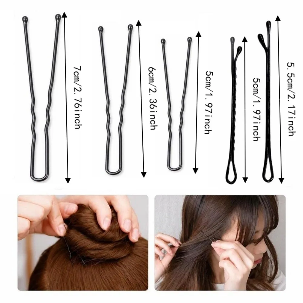 Fashion 500g Black Hair Clips Metal Invisible U-Shaped Bobby Pin Wavy Thickened U-Shaped Hairpins Salon 6