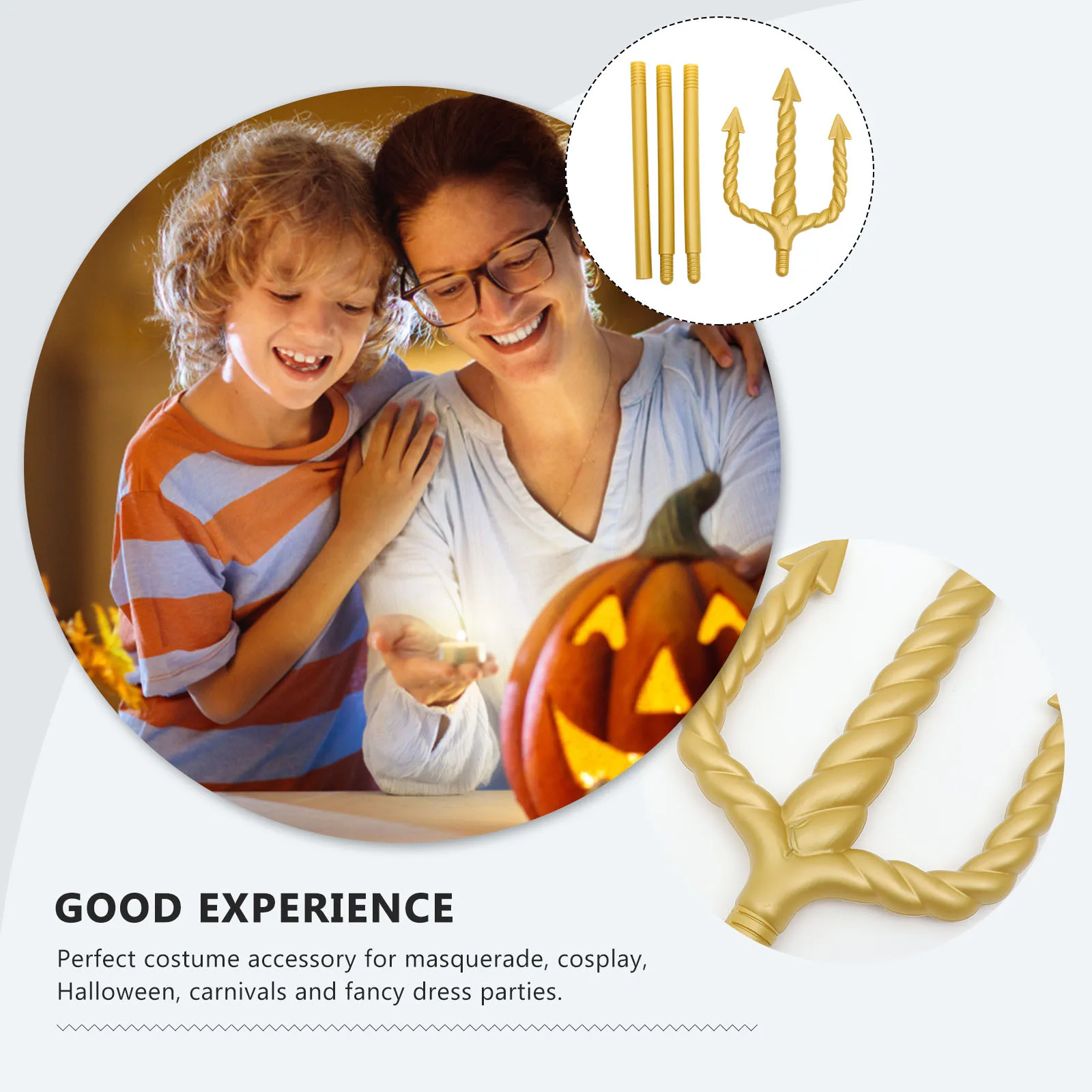 

Golden Plastic Demon Trident Props for Halloween Costume Accessory Lightweight Smooth Handle Masquerade Cosplay Parties