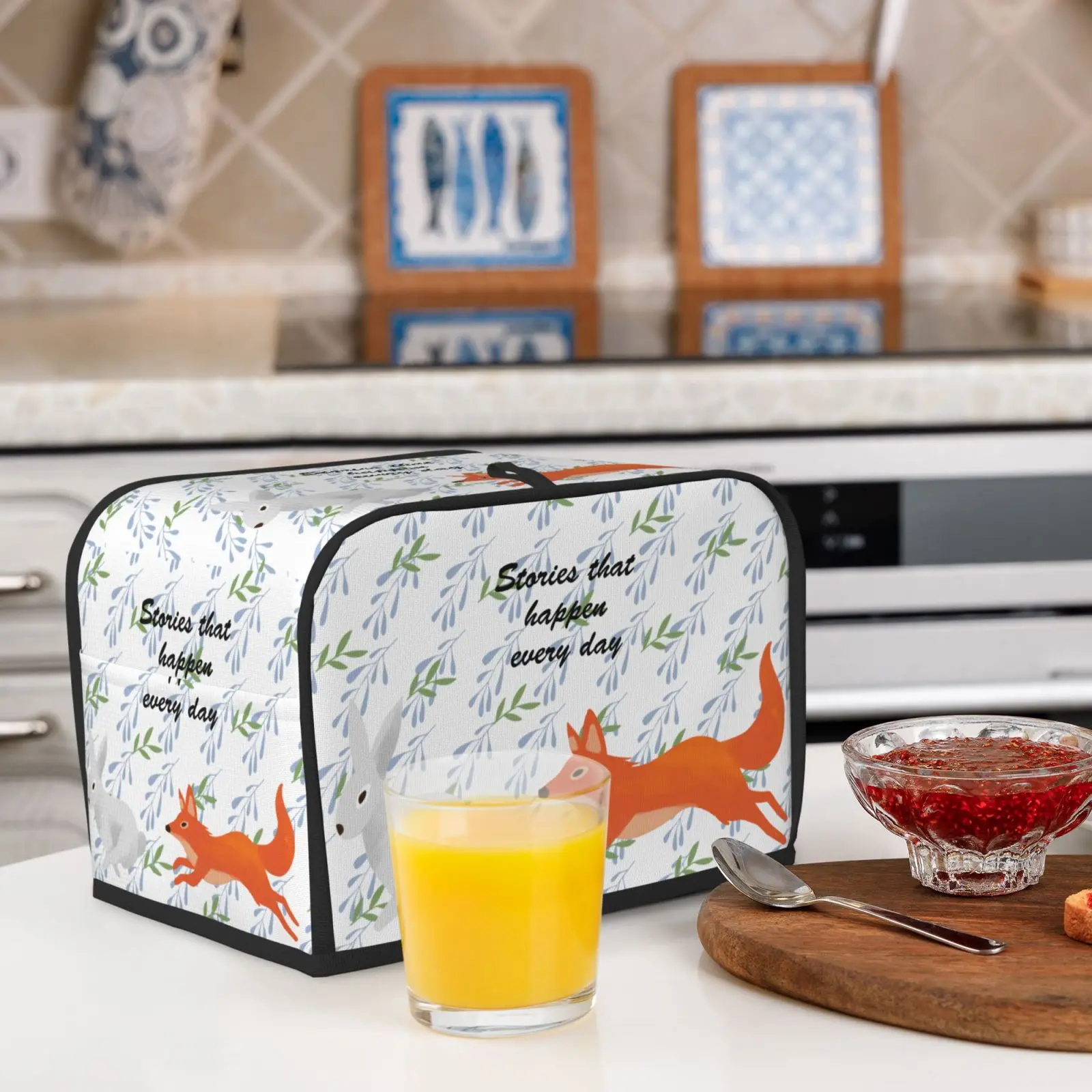 Fox & Rabbit Print Fashion Durable Dustproof Kitchen Clean Tools Bakeware Protector Toaster Cover Dust Cover