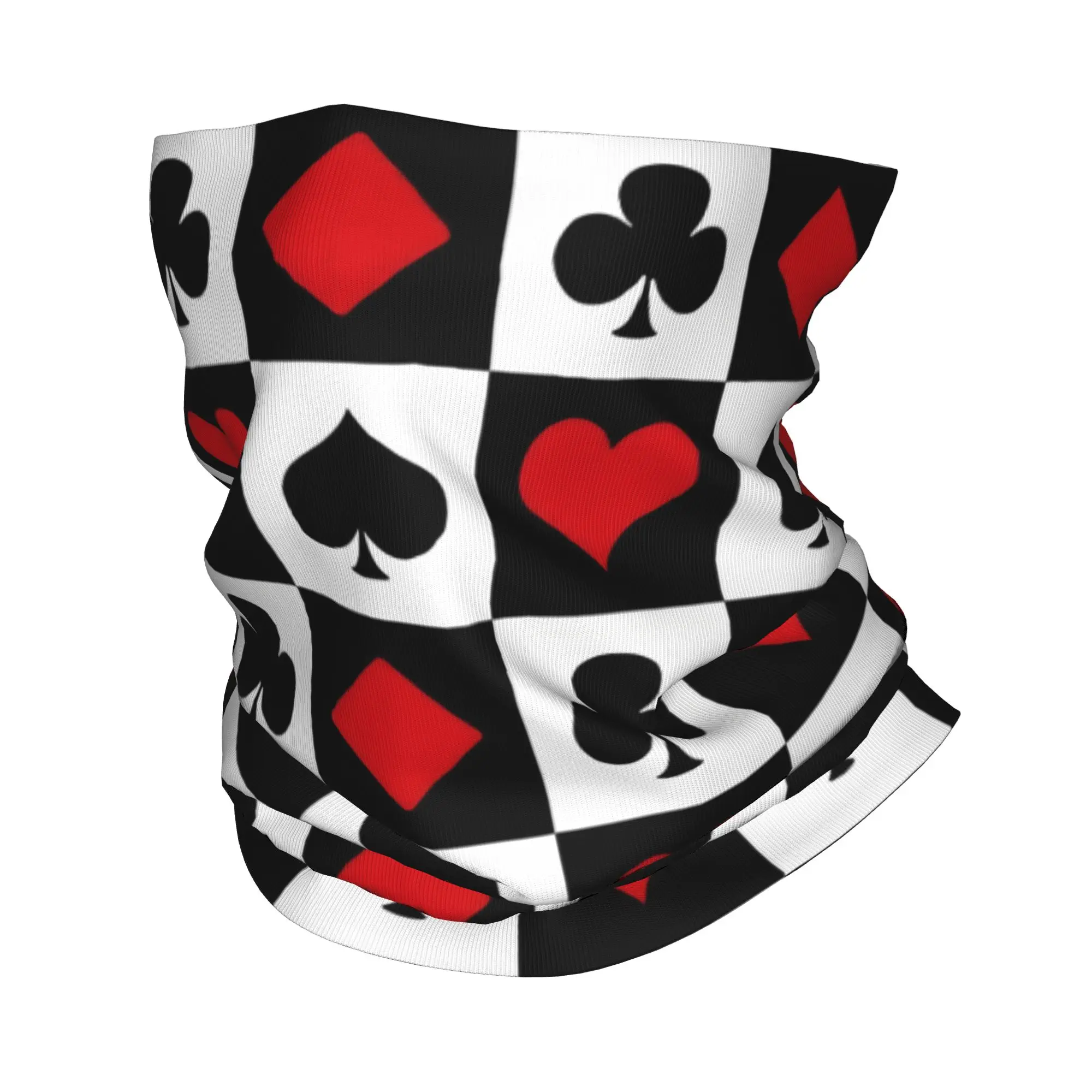 Pañuelo con símbolos de naipes de póker para hombre y mujer, calentador de cuello, bufanda para esquiar y senderismo, polaina, corazón, pala, cubierta facial para Club de diamantes