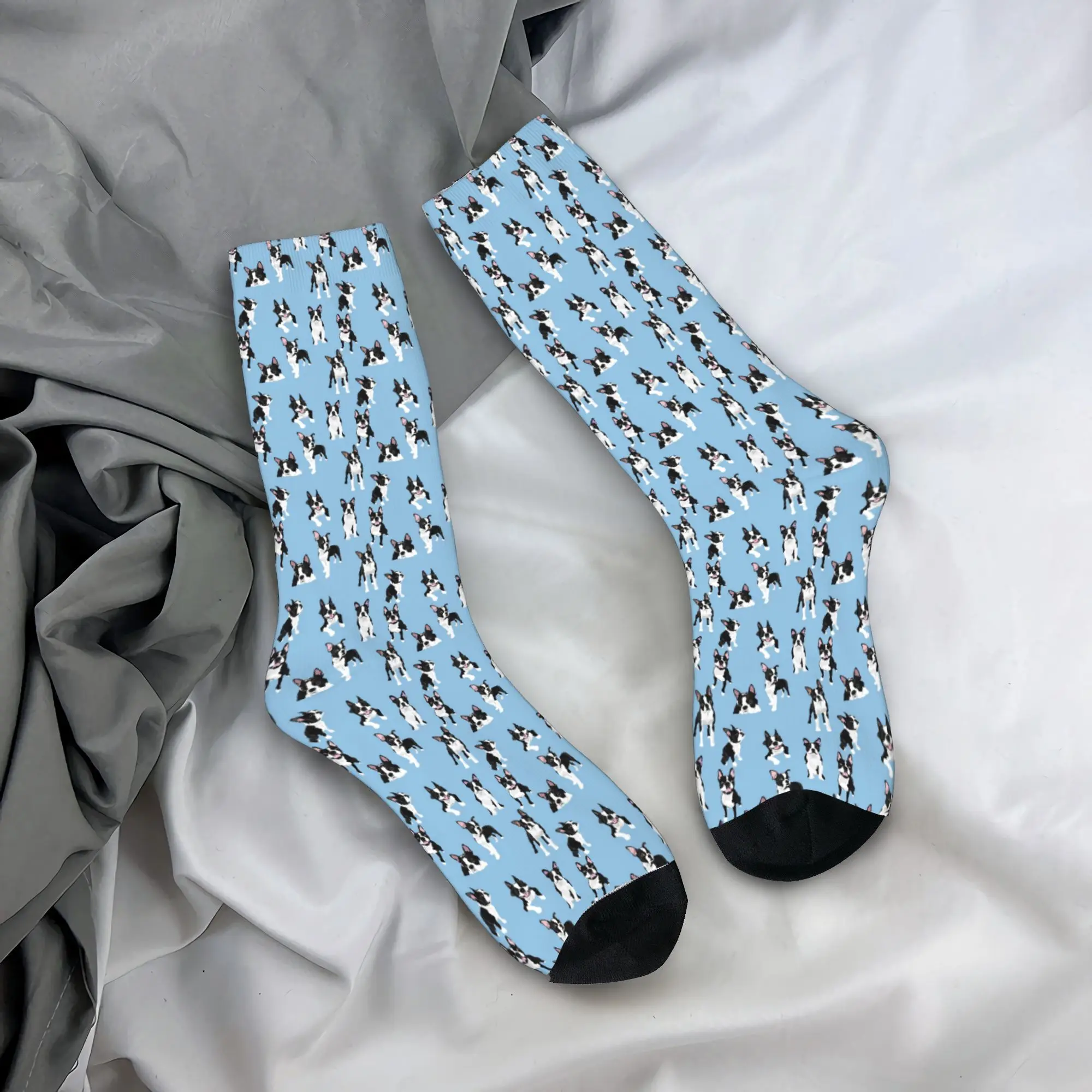 Boston Terrier Calzini per cani carini Harajuku Calze assorbenti per il sudore Calzini lunghi per tutte le stagioni Accessori per regali unisex