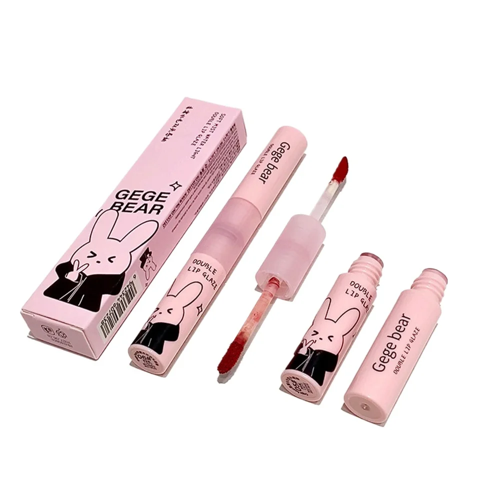 

Double-headed Lip Glaze Water Light Mirror Matte Velvet Lip Mud Bare Face Whitening Lipstick Pouty Lips