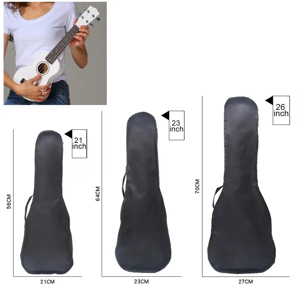 21/23/26 Inch Black Ukulele Waterproof Guitar Cover Gig Bag Soft Case Bag Single Shoulder Backpack With Adjustable Strap