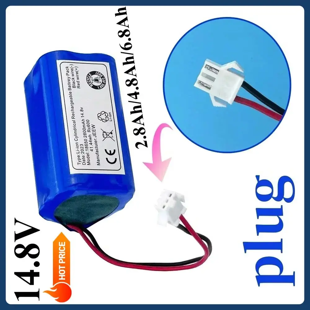 

New 14.8V 2800/4800/6800mAh Li-ion Battery Pack SM 3P Plug For Airrobo P20 Robot Vacuum Cleaner