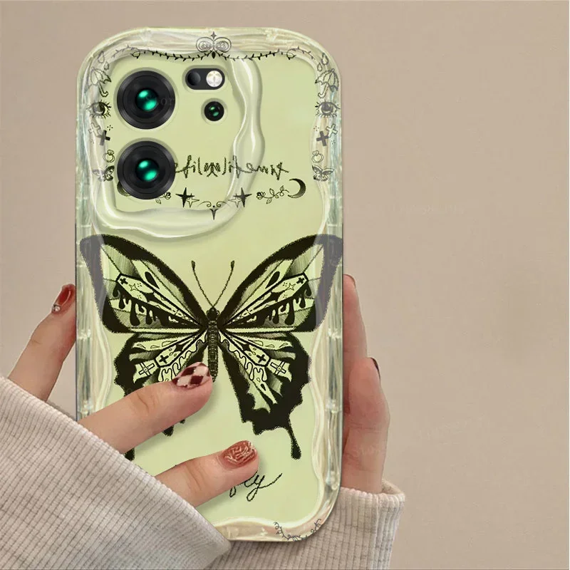 Clear Butterfly Flower Wave Phone Case For Xiaomi Redmi 12 12C 12R 11A 13C 10 10C 10X 9 Power 9A 9C 9T 8 K70E K70 K60 K50 Pro