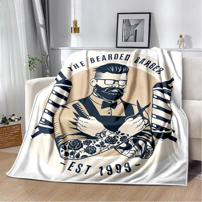 Cobertor vintage impresso em 3D para bebês, barbeiro, tapete do crânio, capa quente macia para casa, quarto, cama, sofá, piquenique, viagem, escritório