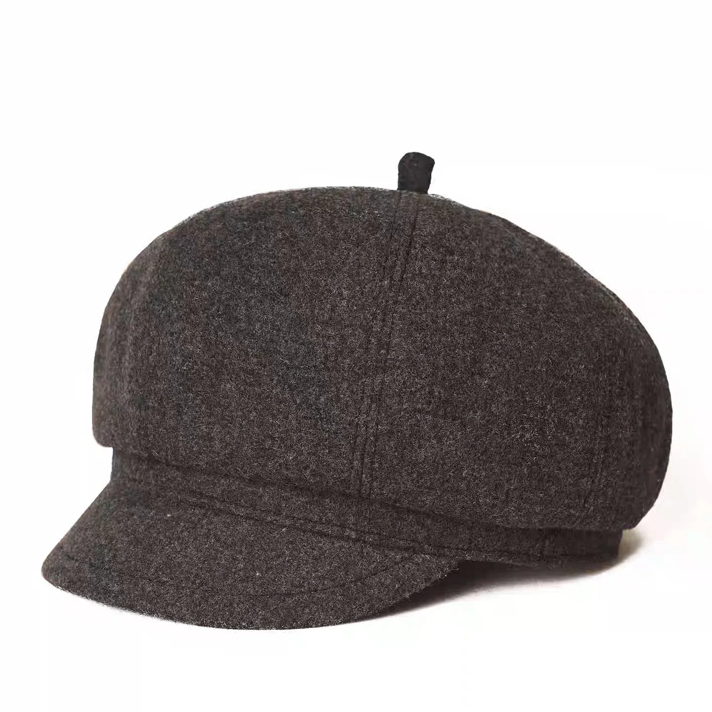 Men Street Bonnet Wool Painter's Hat pumpkin hat Sheepskin Black/Grey Male Thin Hats  Forward Cap Leisure Duckbill Casquette