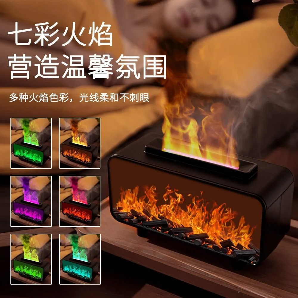 Simulated fireplace flame humidifier aroma diffuser fragrance spray machine for home indoor bedroom atmosphere lighting