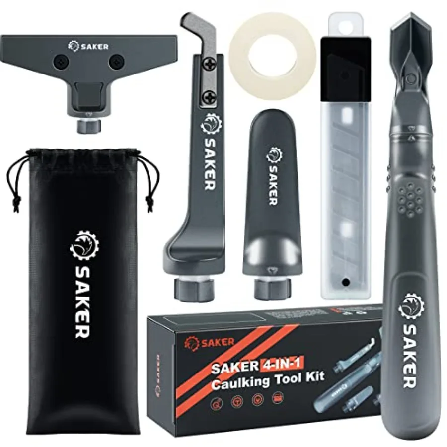

Caulking Tool Kit-Aluminum 4 in 1 Sealant Finishing Tool Grout Remove Scraper Caulk Remover Glass Glue Angle Scraper for Bathro