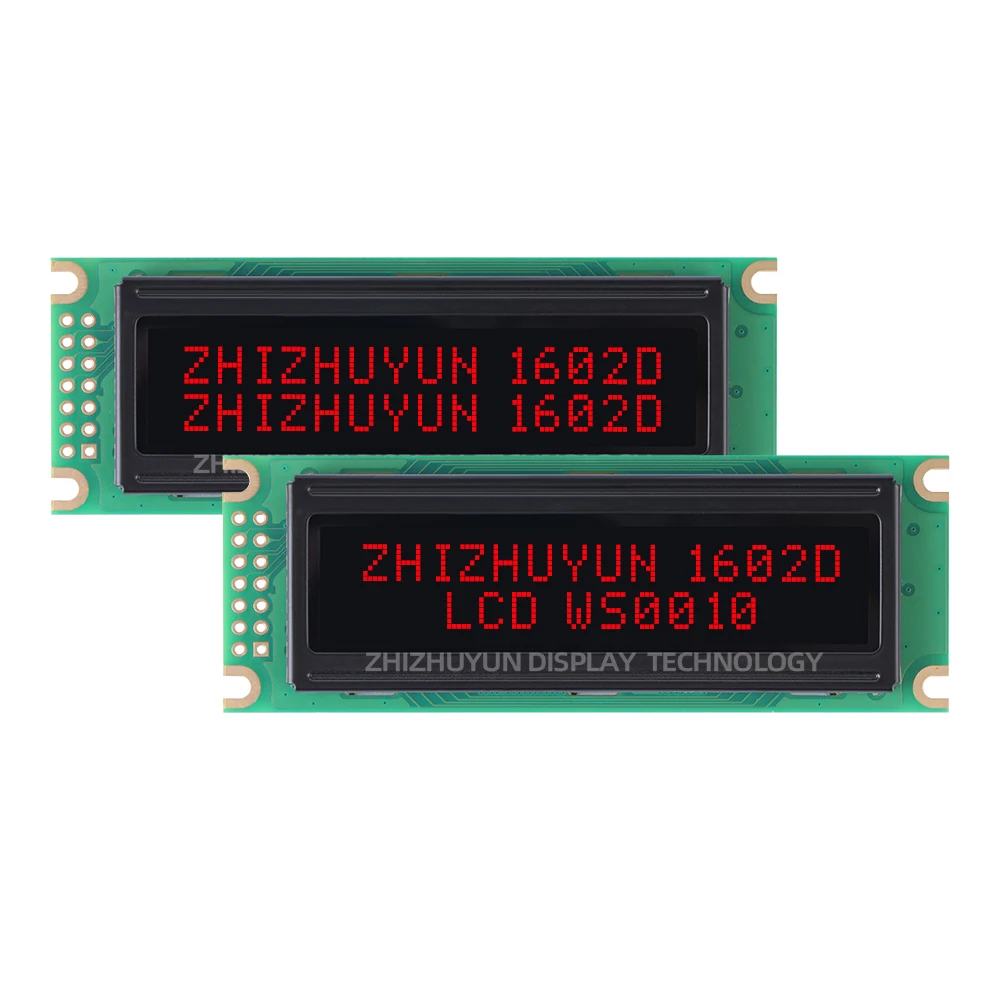 EH001602D-módulo LCD de 16x2 caracteres, pantalla LCM, película negra, letras verdes, temperatura de trabajo-40 + 80