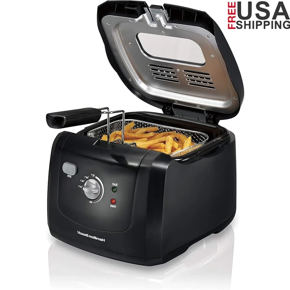 

Electric Deep Fryer 1500W Cool Touch 2L Oil Capacity Adjustable Temperature Fast Heating Easy Clean with Basket Lid