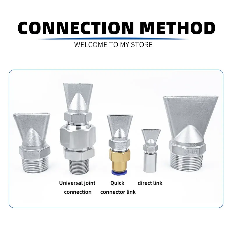 5PCS  Industrial 304 Stainless Steel Air Blowing Nozzle Duck Mouth Fountain with New Flat Fan Spray Pattern Atomizing Nozzle