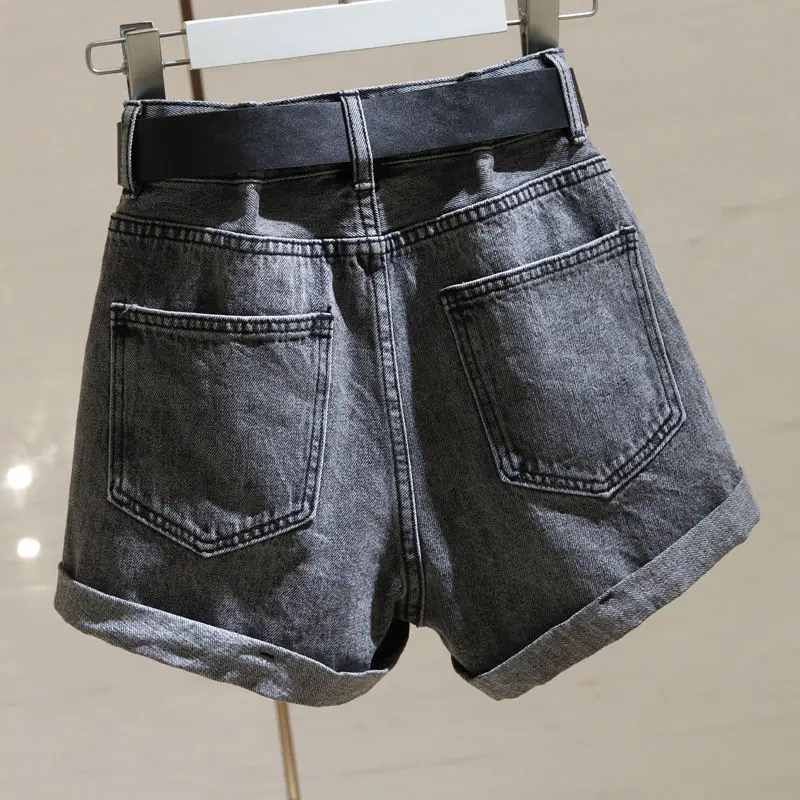 Frauen Sommer Midi Shorts Rock Hüfte Zipper Taste Taschen Vintage Casual Elegante Party Mode Casual Denim