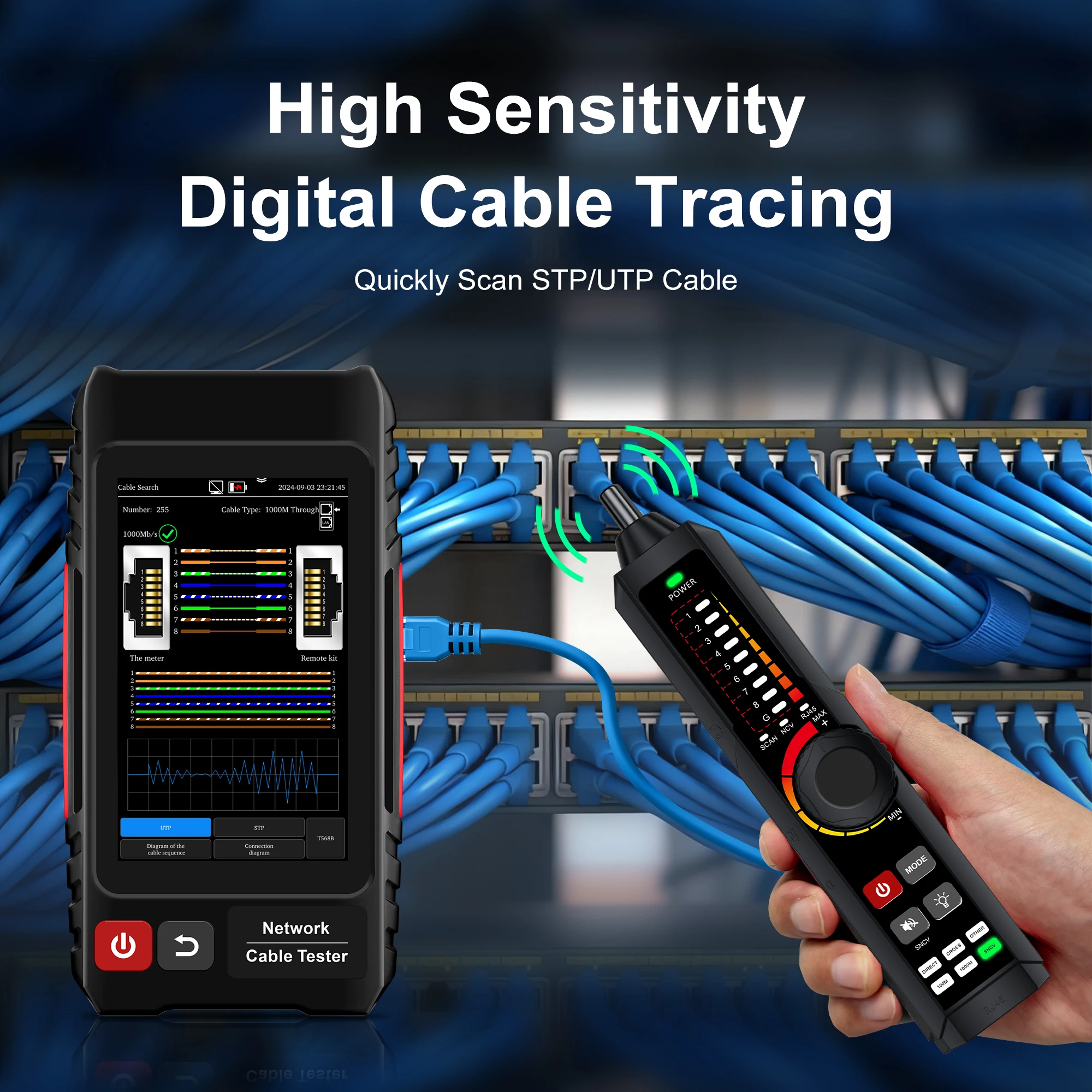 

RJ45 Tester Lan Tester Network Cable Tester RJ45 Cable Tracker Ethernet Cable Tester Network Tools Wire Tracker UTP Cable Tester